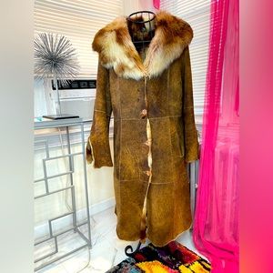 PRE-LOVED Toppling Shearling Full Length Coat